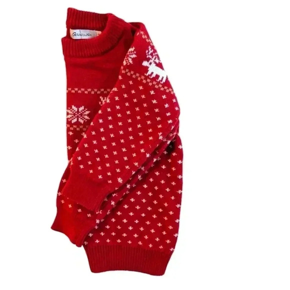 GRANDWISH Red Baby Boys Girls Christmas Sweater O-Neck Knitted Cotton SZ 4T - Picture 5 of 8